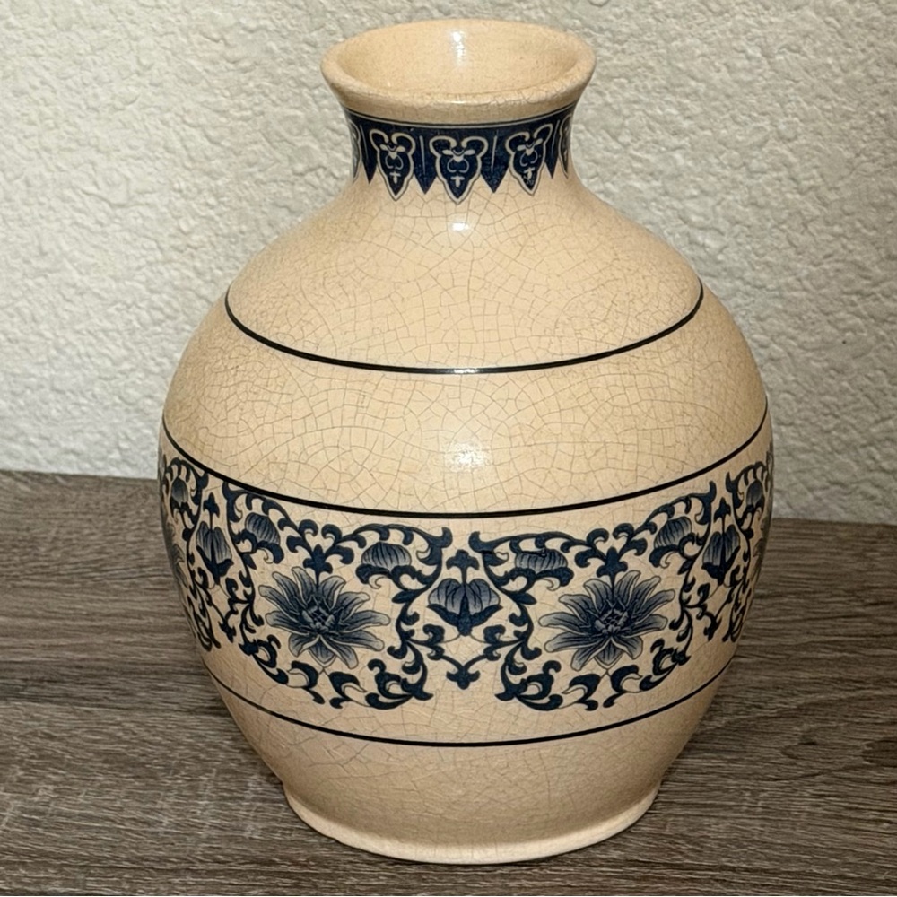 Vintage K's Collection Crackle Floral Vase